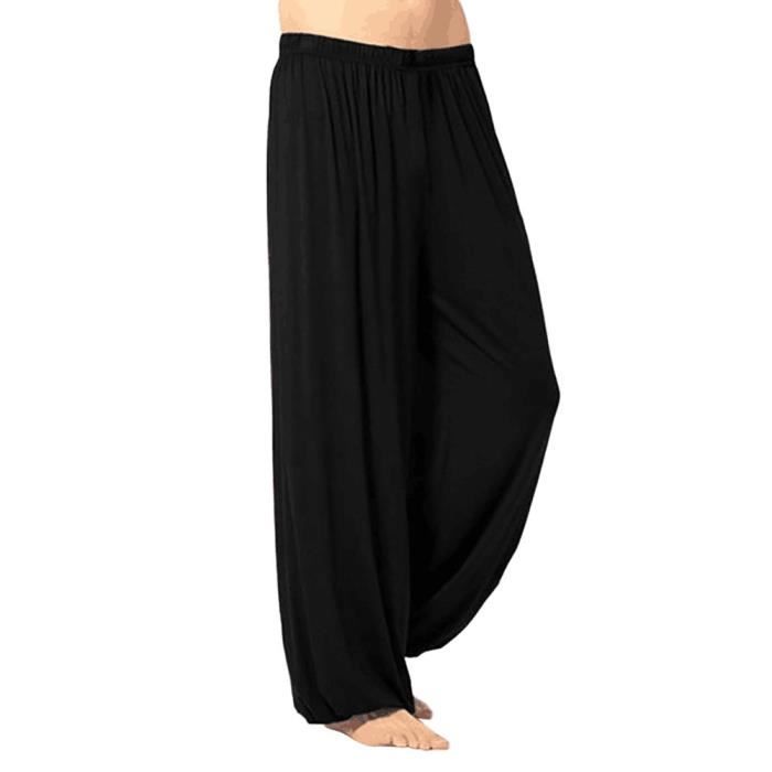 Pantalon Large Homme En Coton Lin - Taille Haute élastique, Jambes Fluides, Léger - Style Sarouel, Yoga, été
