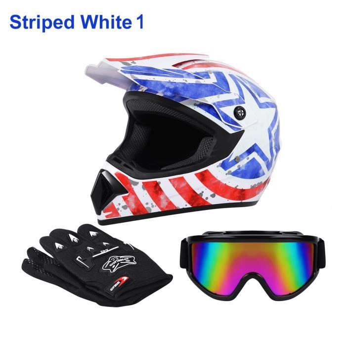 Casque Motocross Intégral Certifié DOT/ECE – Pour Enfants Et Adultes – Avec Lunettes Et Doublure Lavable