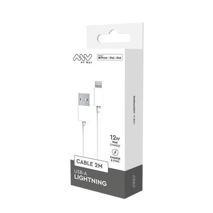MYWAY CABLE USB-A LIGHTNING 2M BLANC