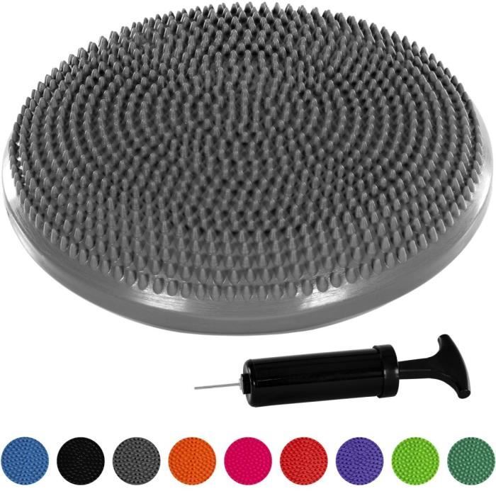 Coussin déquilibre et dassise gonflable MOVIT - Gris - 33cm x 7cm - PVC - Yoga - Fitness