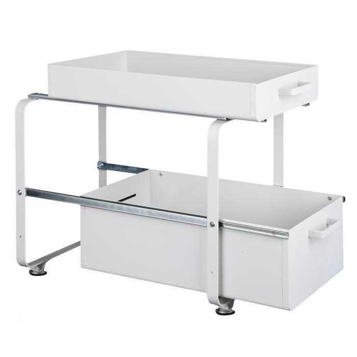 Meuble à épices - OHMG - Étagère à épices 40*25.5*39.5cm - Tablette coulissante pour évier blanc