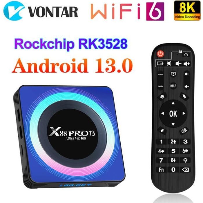 Boitier iptv X88 PRO 13 Smart TV Box Android 13 RK3528 WiFi 6