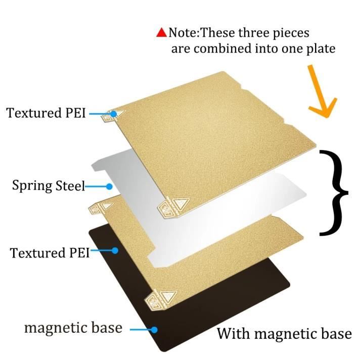 Plaque De Construction PEI Double Face 500x500mm Pour Imprimante 3D - Magnétique, Pas De Colle - Texture Mate