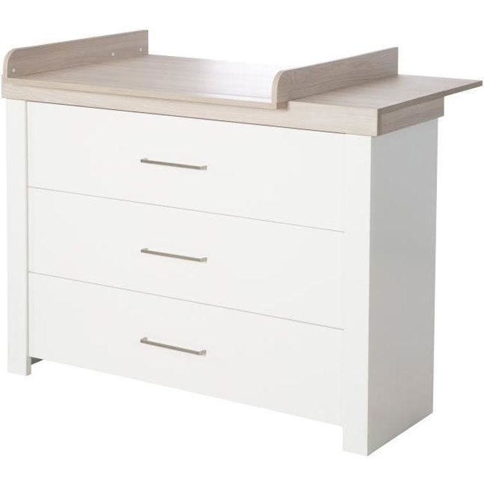Commode à Langer ROBA Lucy - 3 Tiroirs à Fermeture Amortie - Blanc - Orme Lunaire