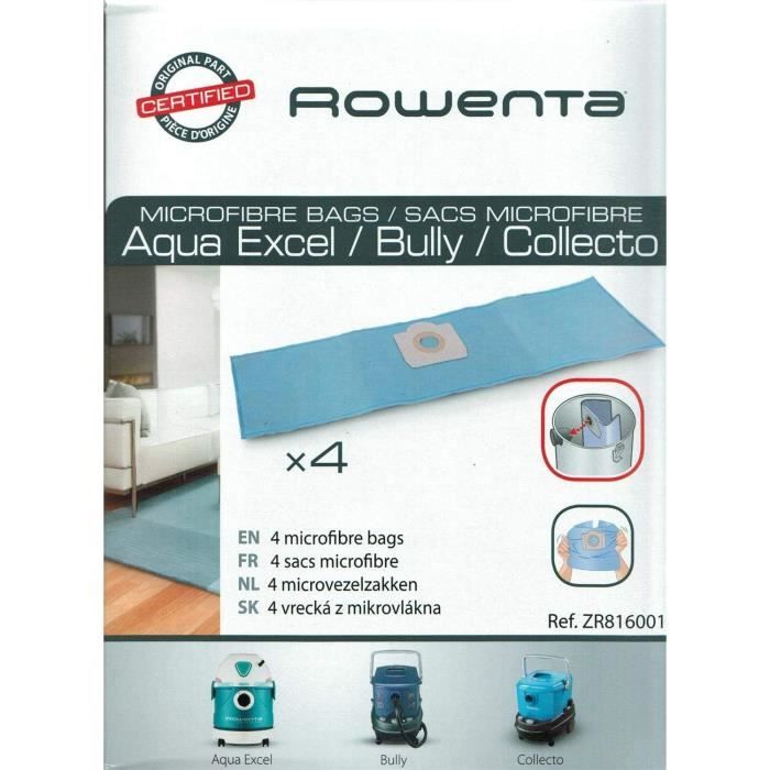 Sacs pour Aspirateur - Rowenta - ZR816001 - Microfibre - 4 pièces - Compatible avec plusieurs modèles