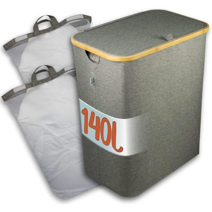 Panier à Linge étroit Avec Couvercle - 100 Litres, Sac Amovible, Pliable, Pour Salle De Bain