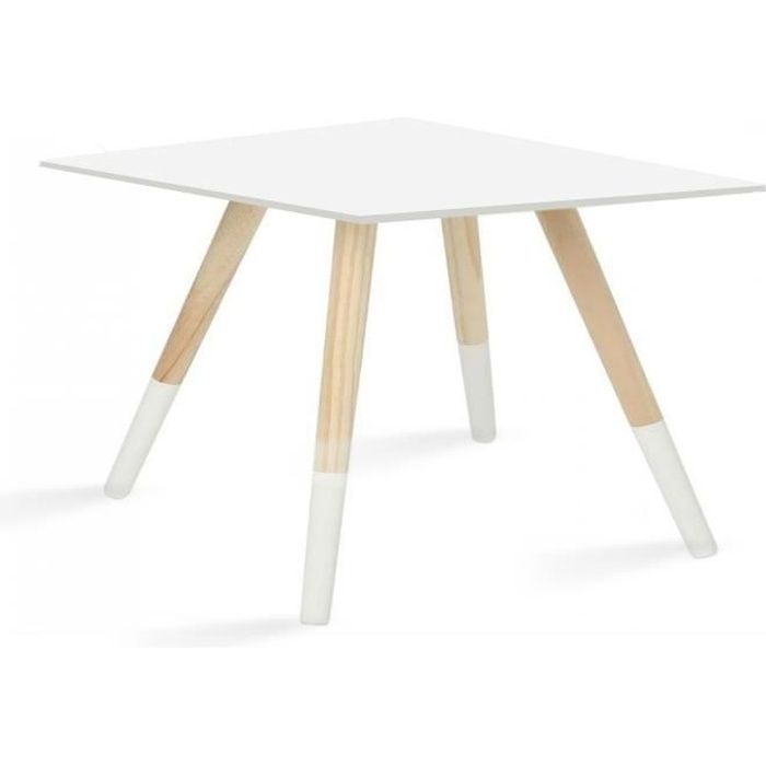 Split Table Basse Carree Blanc Avec Pieds Bois Achat Vente