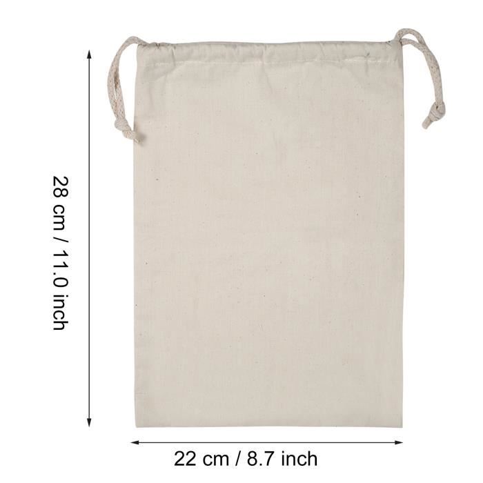 Lot De 2 Sacs à Linge En Coton 60x50 Cm Avec Cordon - Lavables, Réutilisables, Pour Voyage Ou Rangement Linge Sale - 4