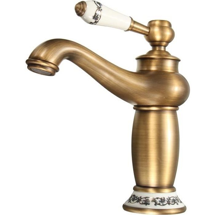 Robinet Mitigeur Laiton Ceramique - TEMPSA - Bronze - Monotrou - Pivotant - Pour 1 installation de trous