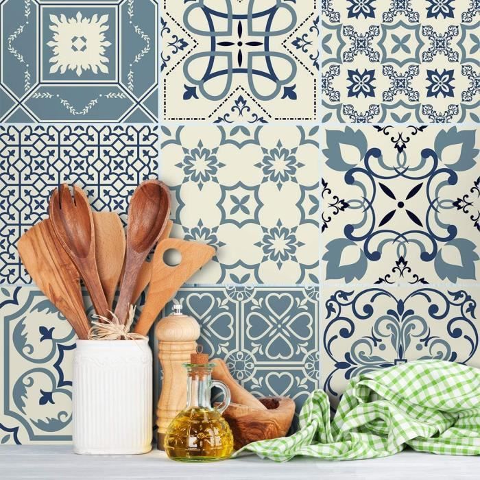 Stickers Carrelage Adhésif 15x15 Cm - 30 Pièces Carreaux De Ciment Imitation - Décoration Cuisine & Salle De Bain