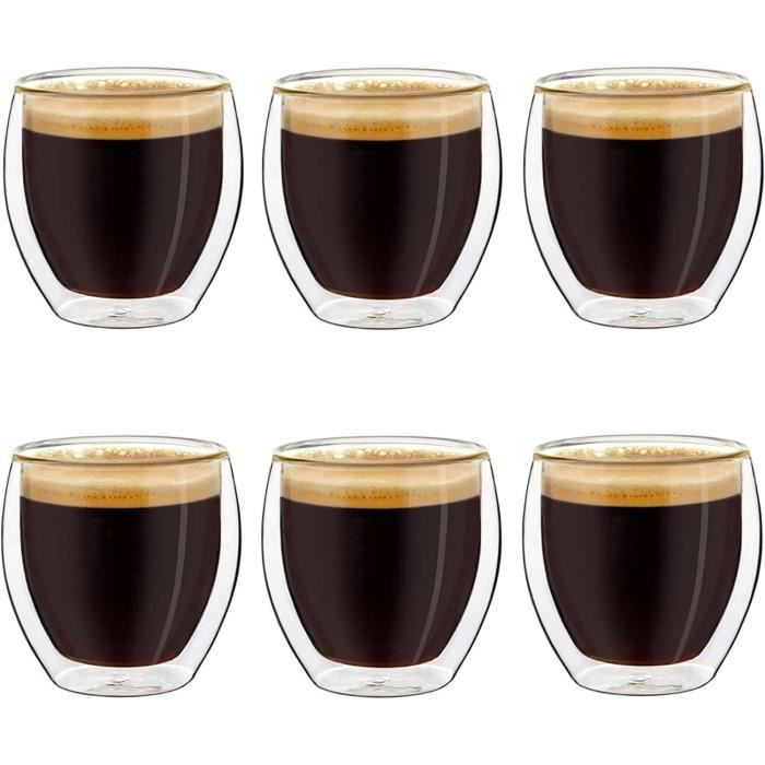 Verres À Expresso À Double Paroi, Lot De 6 100 Ml, Tasses À Moka, Verres Thermiques À Effet