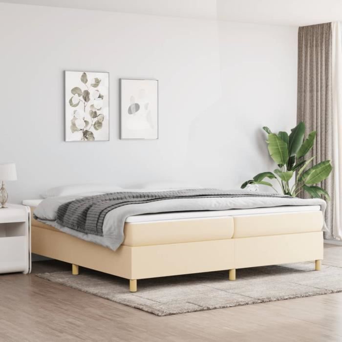 Elegant 200 x 200 cm Sommier à ressorts de lit Crème 200x200 cm Tissu 282 Kg
