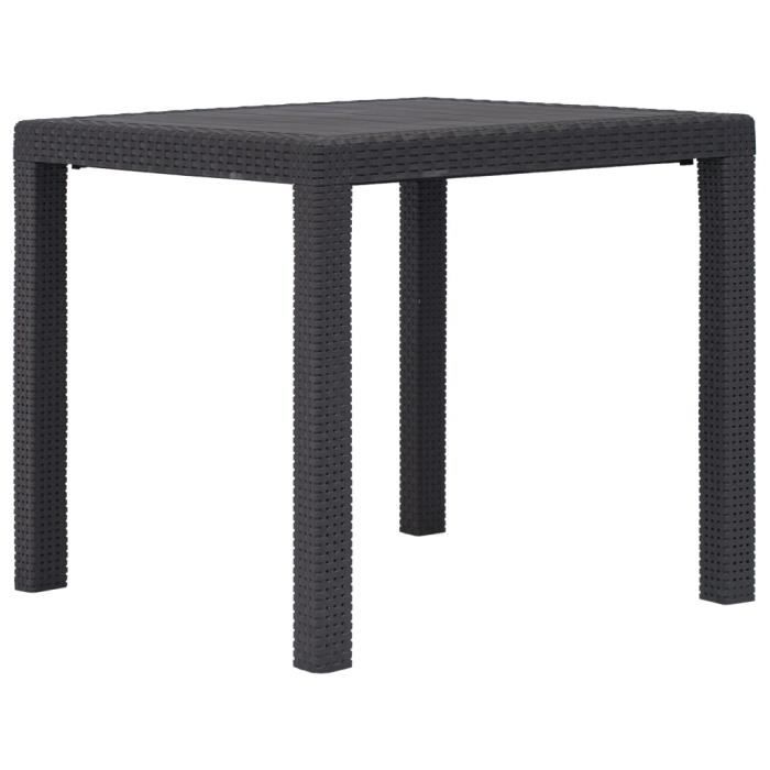 VIDAXL Table de jardin 79x79x72 cm Plastique aspect rotin - vue 3