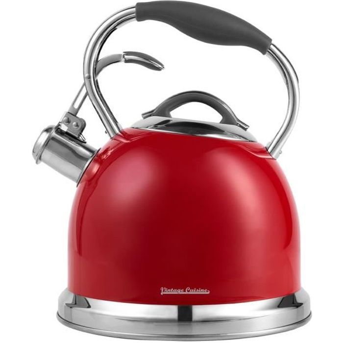 BOUILLOIRE RÉTRO TRADITIONNELLE AVEC UN SIFFLET - ROUGE