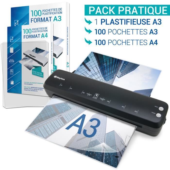 Plastifieuse A3 6 En 1 Thermique Et Froide Avec Coupe-Papier - Préchauffage 2 Min, Anti-Bourrage ABS