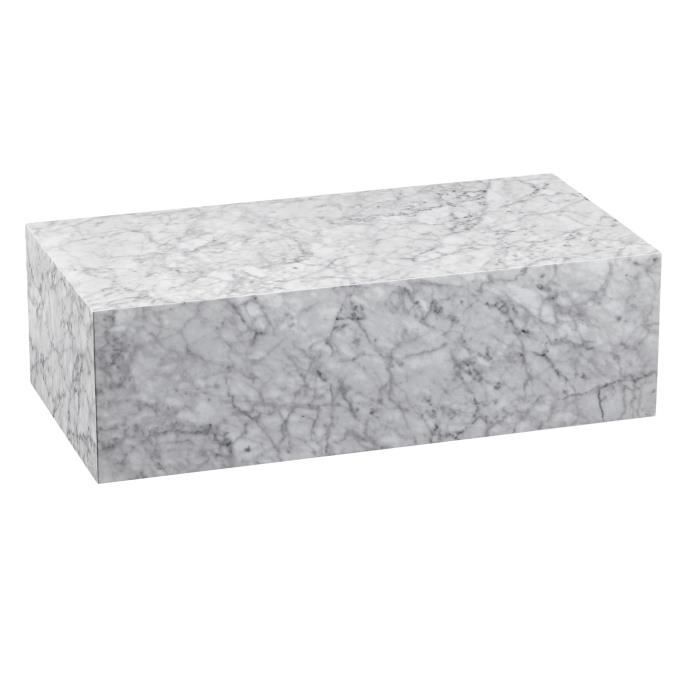 table basse - wohnling - blanc - 100 x 30 x 50 cm - aspect marbre