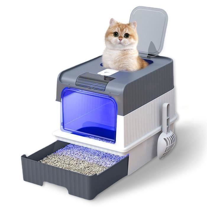 Comparer les prix de Bac à litière fermé - Stérilisé aux UV - Chats - 48x35x36cm - Gris