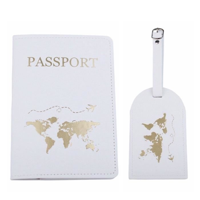 2 Pièces Housse De Passeport Avec Étiquette Bagage - Protège Passeports Élégant Rose Et Violet
