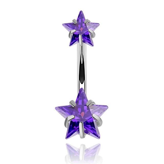Anneau De Nombril Inversé - Barre Ronde Avec Cristaux CZ, 14g/1.6mm, Bijou Piercing Ventre Pour Femme