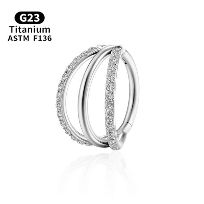 OUFER Piercing Helix En Titane G23 - Anneau Septum Avec CZ Clair 16G 6-10mm