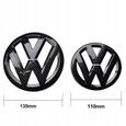 Lot de 2pcs Insigne logo emblème avant 135mm -arrière 110mm Fibre Carbone Noir pour Volkswagen VW GOLF 7 MK7-1
