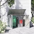 Abri de poubelle jardin - cache poubelle - 2 portes verrouillables, toit ouvrant - tôle d'acier blanc vert 178x104x128cm Vert-1