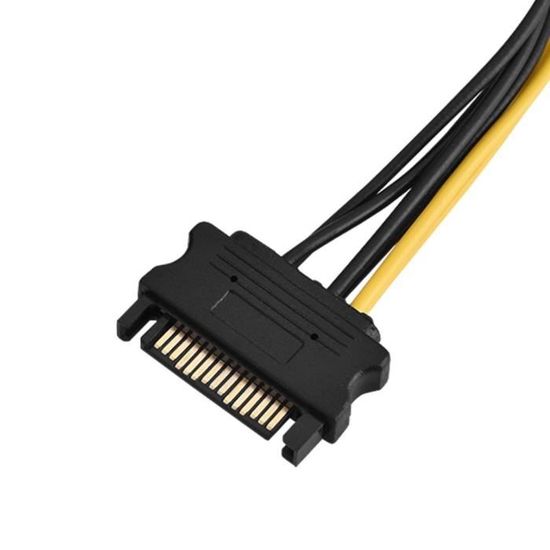 AITOCO Câble dalimentation PCIe SATA Adaptateur de câble dalimentation pour Carte vidéo Graphique PCI Express 6 Broches Sata15 à 6 Broches 20 cm 