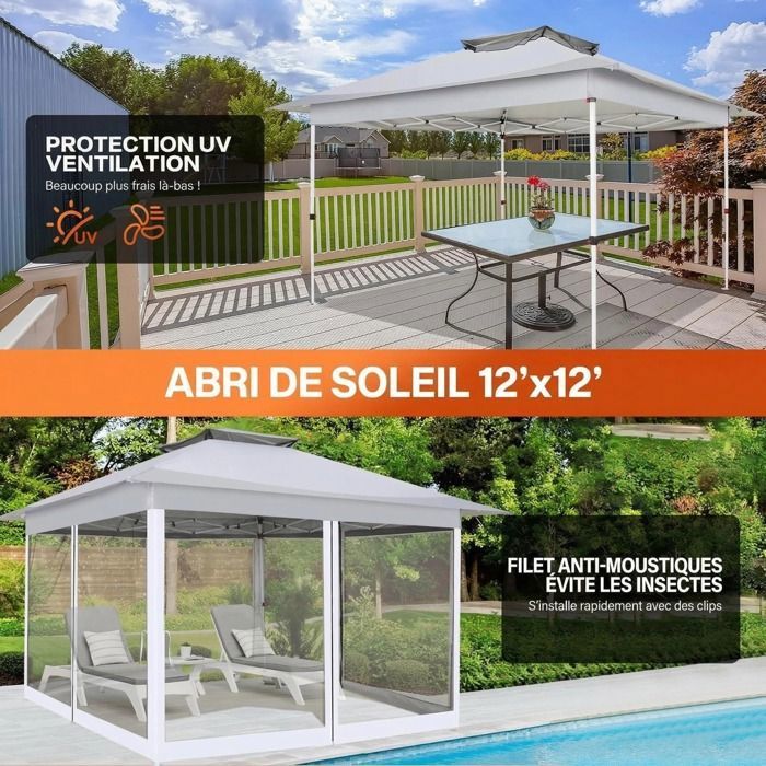 Moustiquaire De Jardin 200x100x200 Cm – En Polyester, Maille Dense, Légère, Avec 6 Boucles, Pour Camping, Plage Ou Terrasse
