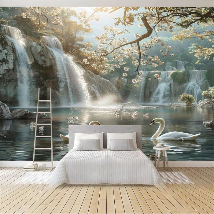 Papier Peint Panoramique Lignes Abstraites Papier Peint Intissé 3D Murale Tableaux Muraux Tapisserie Salon Chambre