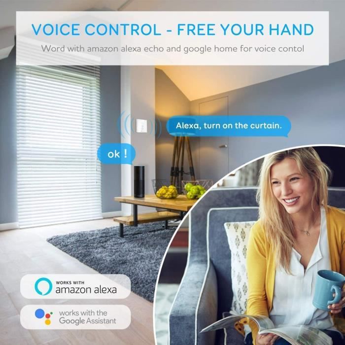 Interrupteur pour volet roulant filaire & Wifi compatible Google Home et   Alexa