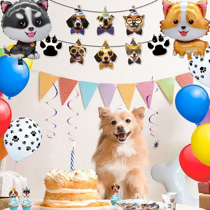 Décoration De Gâteau 2e Anniversaire – Motif Patte De Chien – Doré Pailleté – Bâton En Bois Et Carton – Pour Bébé Et Fête Canine