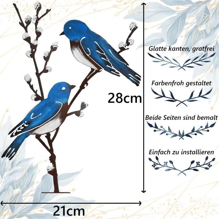 Décoration Murale Oiseau Bleu En Acrylique - Attrape-soleil 20x20 Cm, Pour Jardin Ou Intérieur - 14