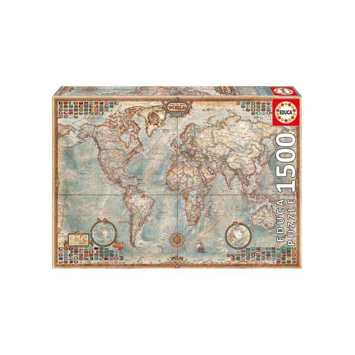 Puzzle Adulte : La Vieille Carte Du Monde - 1500 Pieces - Collection ...