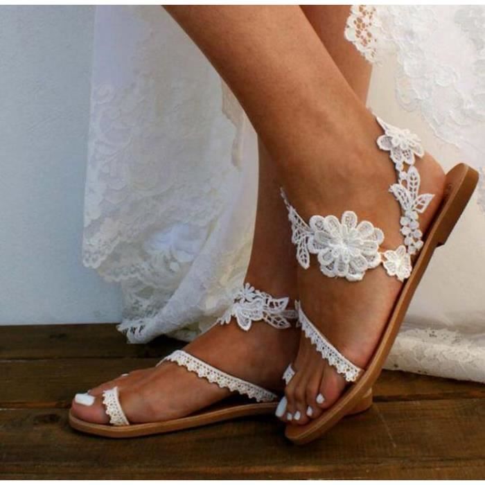Sandales femme blanches plates sale