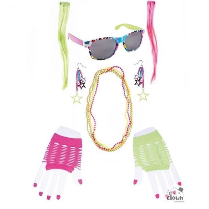 Lot De 4 Lunettes Fluo Années 80 - Déguisement Carnaval, Fête, Pride - Multicolore - Accessoire Fun