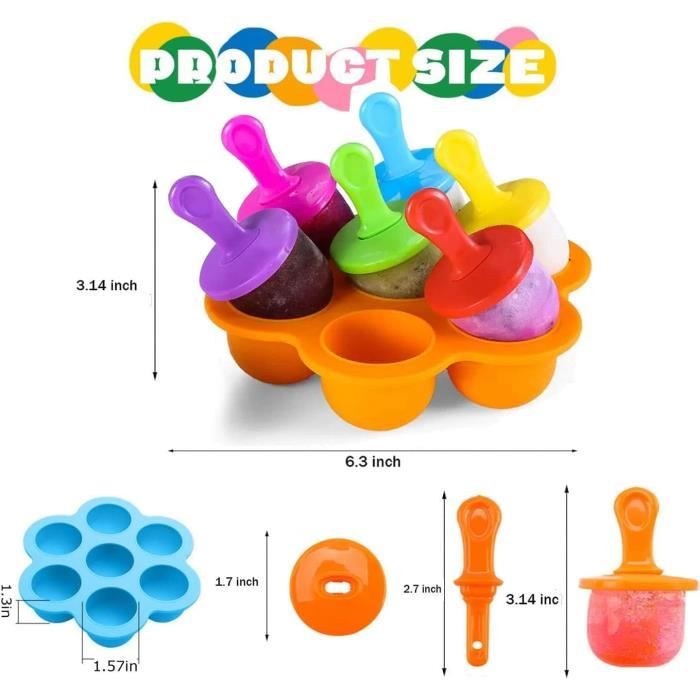 Lot De 2 Moules à Glace En Silicone Mini Popsicle - Orange Violet, 14 Sucettes, Bâtonnets Colorés Pour Enfants Et Famille