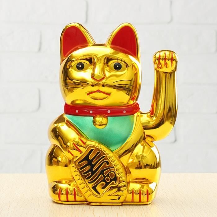 Maneki électrique classique chinois porte-bonheur,chat en or,alimenté par  pile AA,artisanat Feng Shui