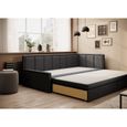 Canapé en lit Convertible avec Coffre de Rangement 3 Places Relax Droit214x77x82 cm - FULO (Gauche, Noir + Gris - Poco 04 + 10)-2