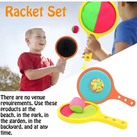 Ensemble De Balle à Lancer Et Attraper - Jeu Extérieur Fun Pour Enfants Et Adultes, 2 Joueurs, Idéal Pour Pique-Niques Et Plage