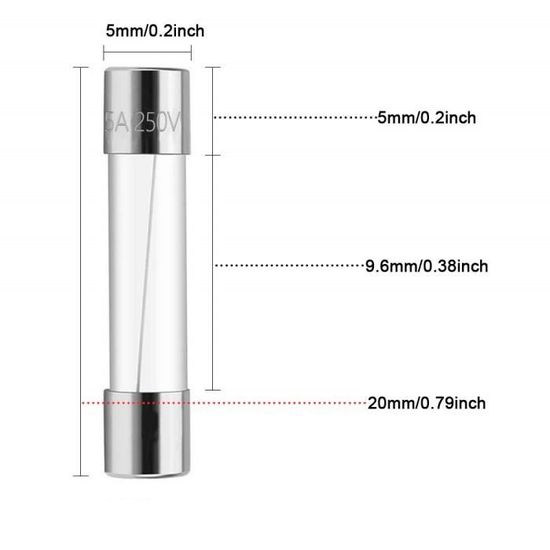 Fusibles Verre 2.5A Fusion Rapide - Lot 3 Pièces 5x20mm - Protection électrique Deblex