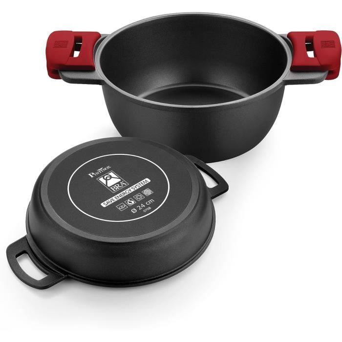Casserole Basse BRA Premiere 32 Cm - Fonte Aluminium Antiadhésive - Compatible Induction