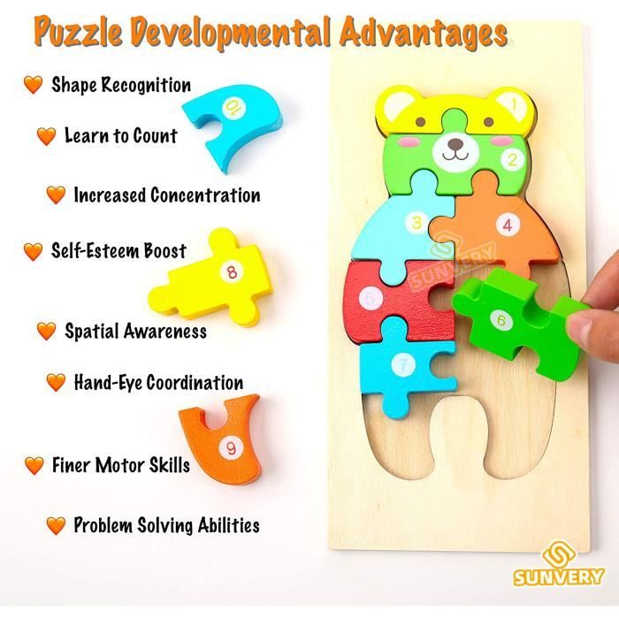 Puzzle en Bois Enfant, 8 Pièces Puzzle Bois, 3D Montessori Bebe Jouets,  Puzzle Enfant 2 Ans, Puzzle à Encastrement Educatif - Cdiscount Jeux -  Jouets