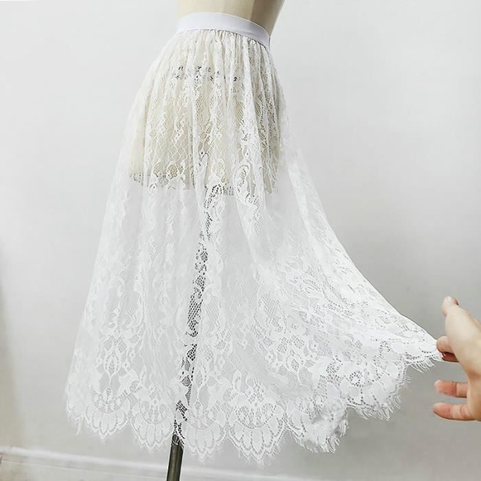 Jupe Jupe longue en Tulle et dentelle pour femmes Sexy maille