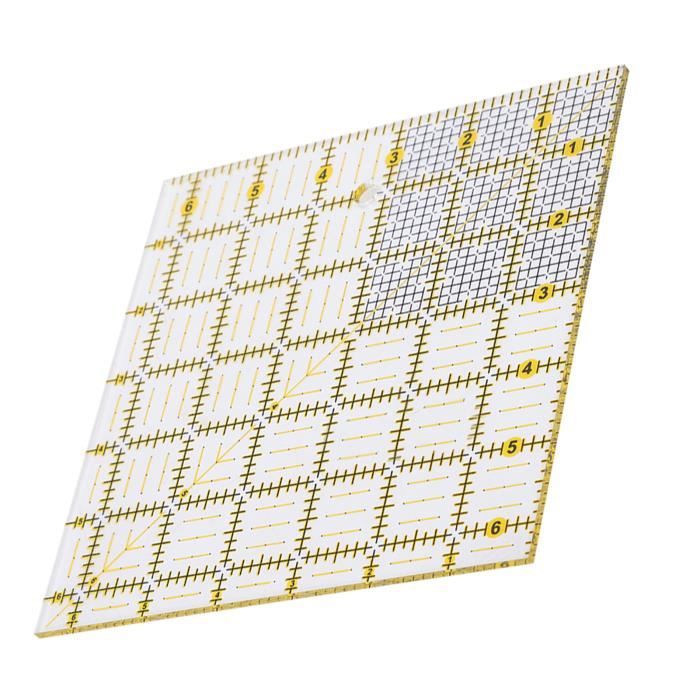Règle Patchwork Acrylique 45x10 Cm – Grille Jaune/Noir, Pour Coupe Tissu, Couture DIY
