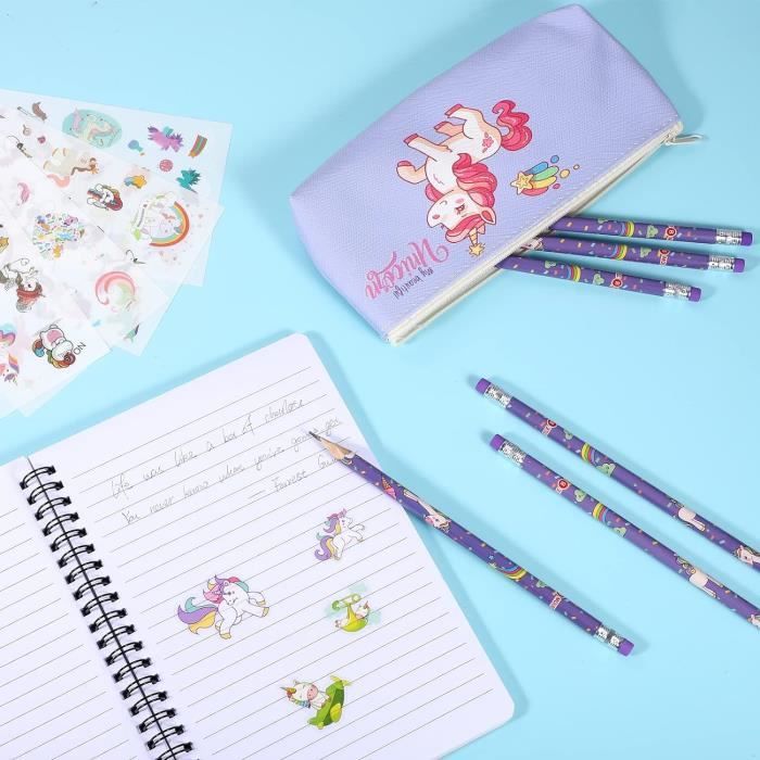 Licorne Trousse Avec 10 Couleurs Stylo Gel Cadeau Pour Enfants Filles