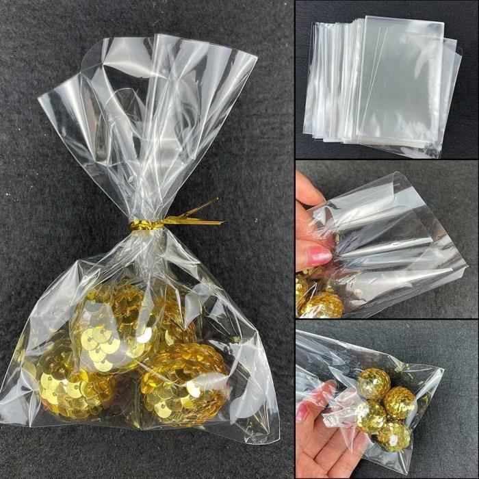 100 Pcs Sachet Bonbon Transparent, 6 X 19Cm Sachet Cellophane, Avec