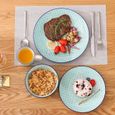 vancasso, série Macaron, Service de Table Japonais en Porcelaine 4 Pièces, Assiette Plate , Bol à Soupe-Tiffany Bleu-3