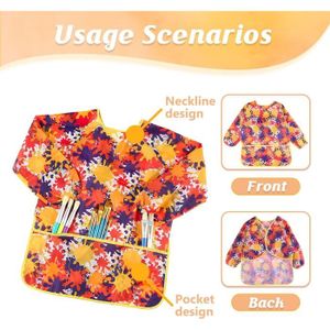 Tablier De Cuisine Imperméable À Manches Longues À Rayures Avec Poches