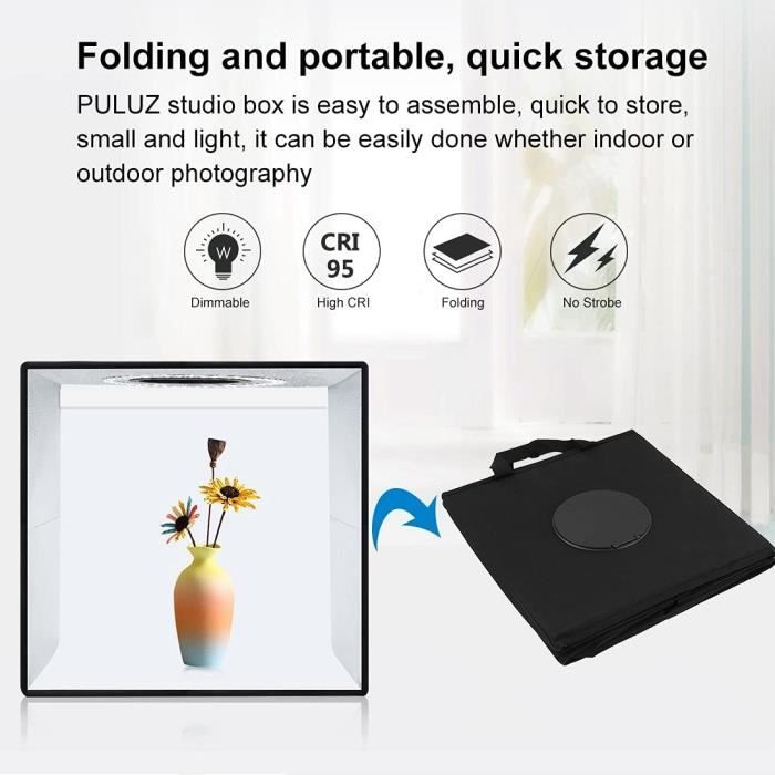 Boîte à Lumière Photo 60x60cm BOLLUMA - Avec 4 Fonds Colorés - Studio Portable Pliable