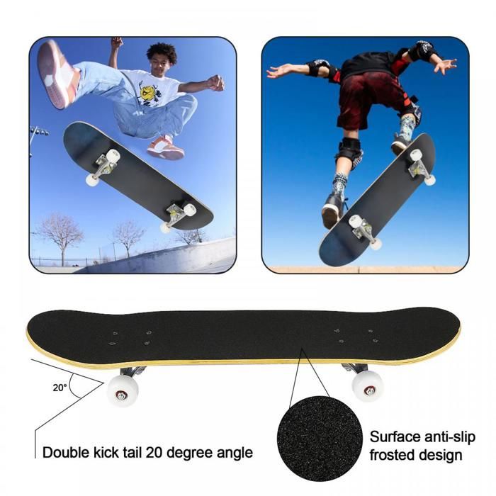 Skateboard 31 x 8 pouces Cruiser complet pour enfants, adolescents, adultes, 7 couches d'érable
